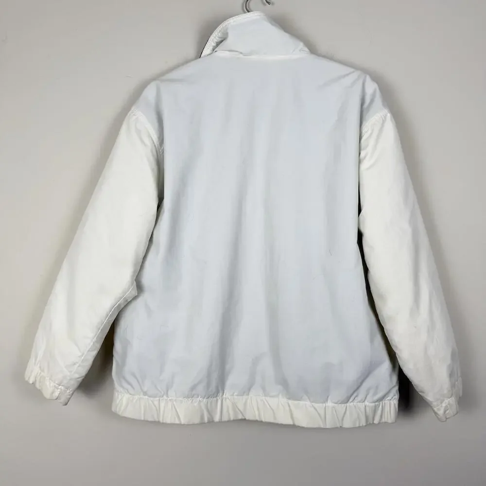 Vintage Eddie Bauer White/Navy Nylon Fleece Lined Jacket Women’s Medium 1990s - Picture 2 of 7